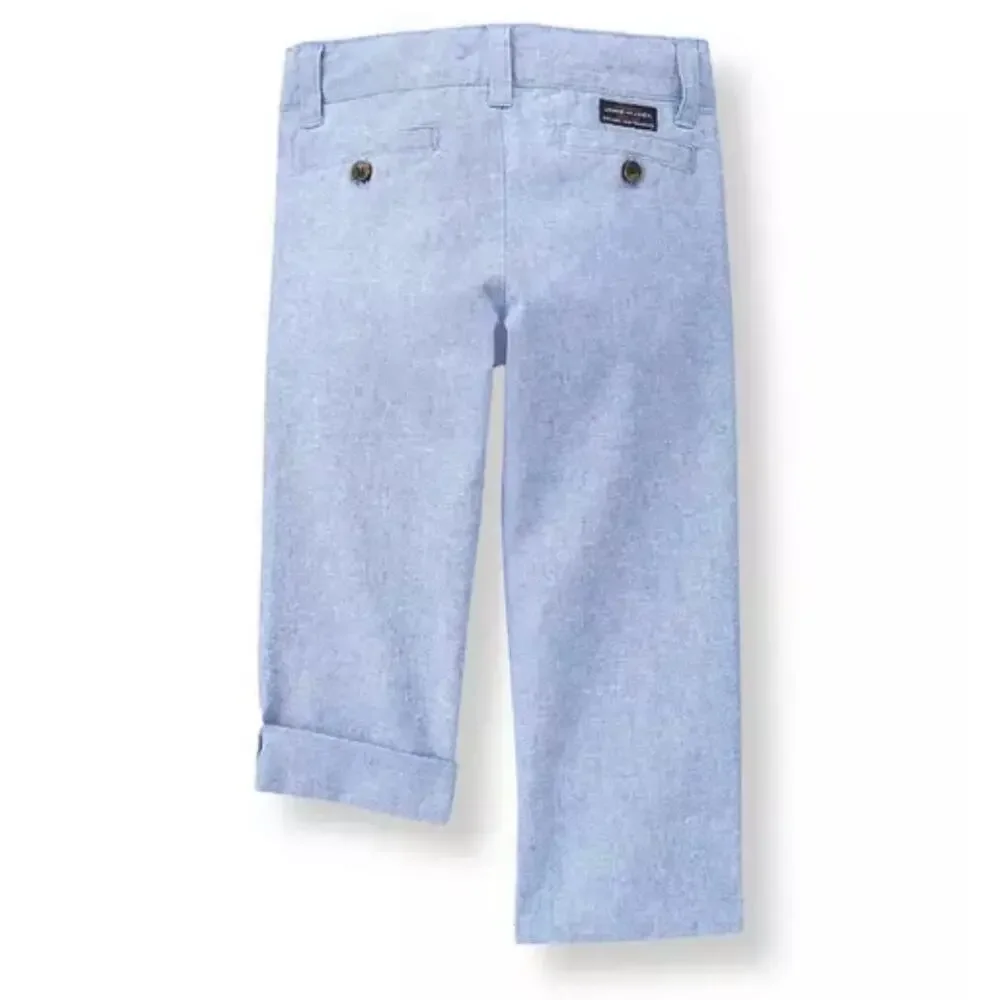 Janie and Jack Blue Linen Blend Roll Cuff Pants Toddler 18-24M Summer Casual Boy